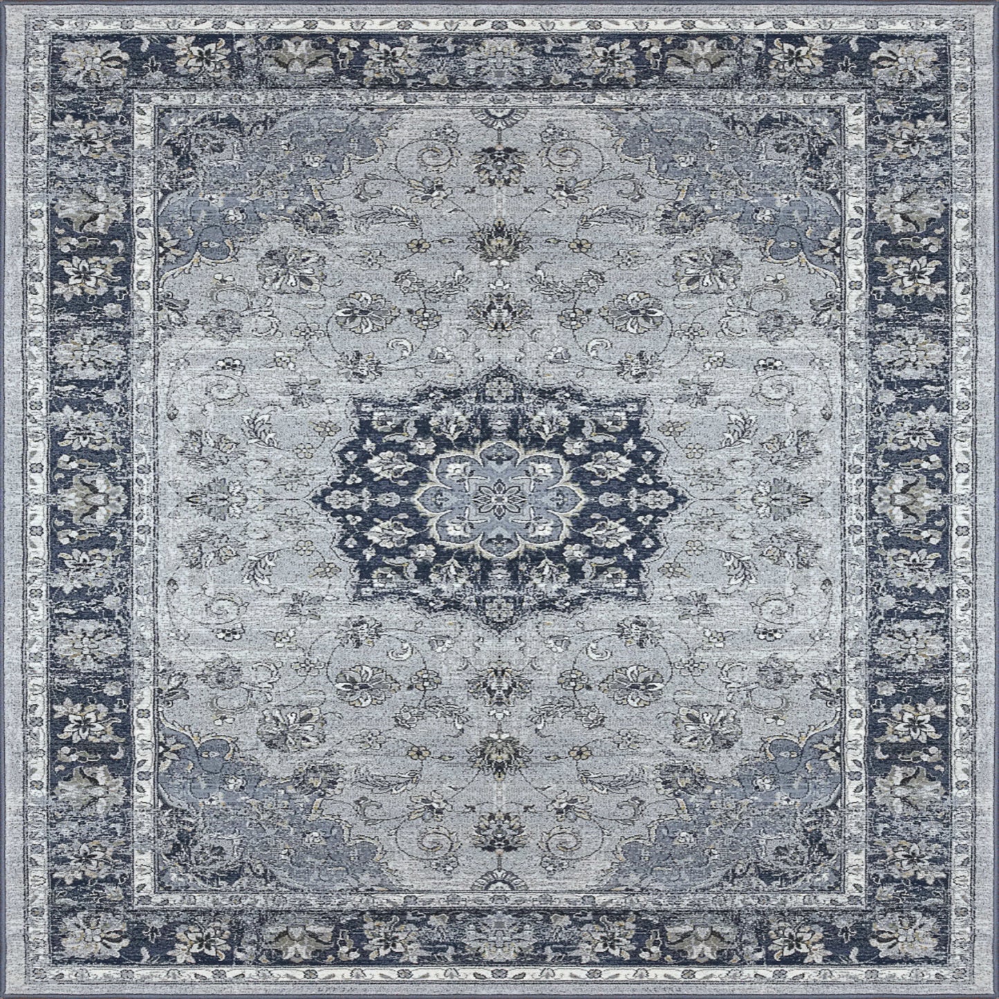 ANCIENT GARDEN - SILVER/BLUE in Silver/Blue Area Rugs
