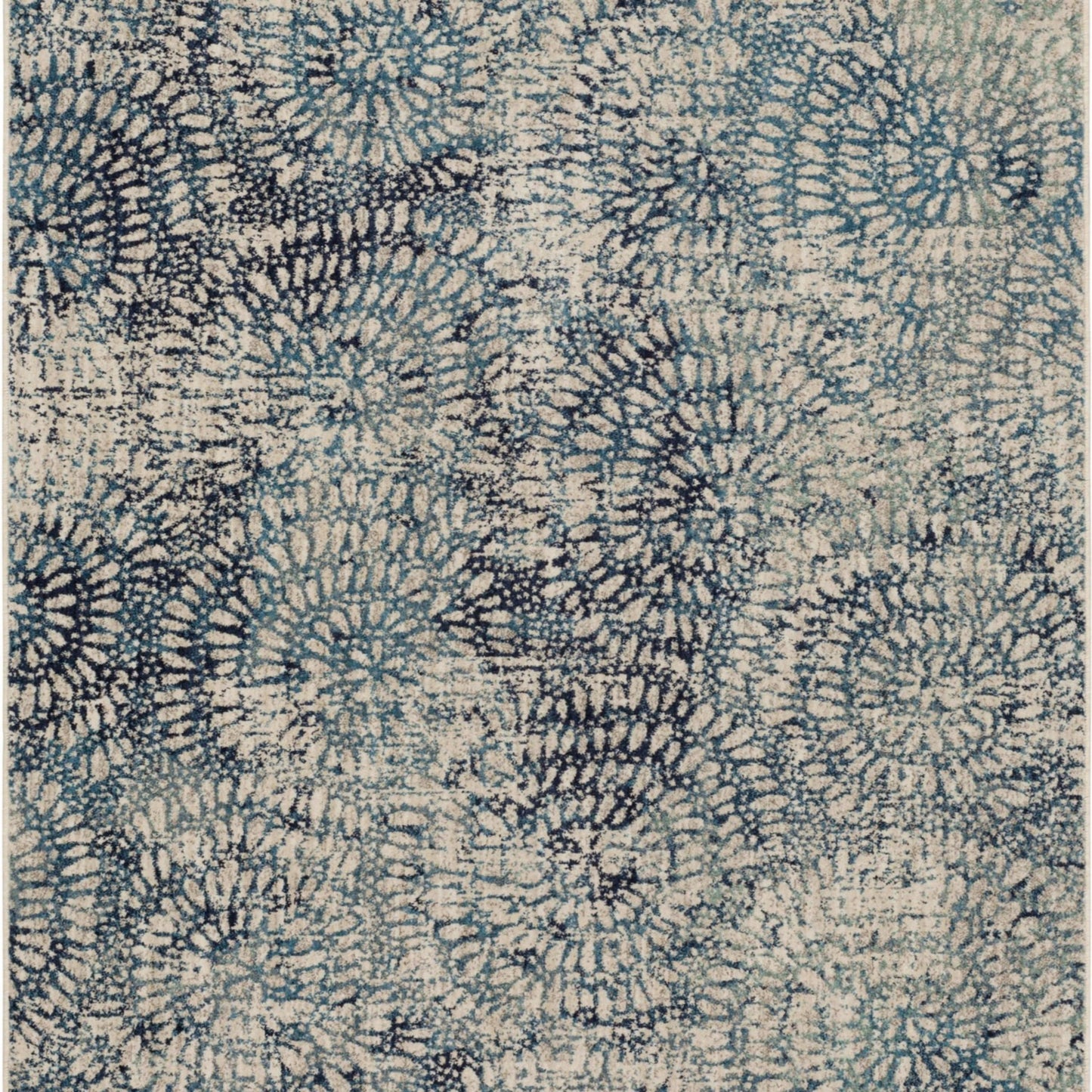 Imprinted Blooms Aqua in Multicolor Area Rugs