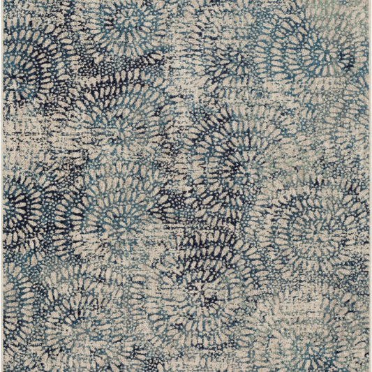 Imprinted Blooms Aqua in Multicolor Area Rugs