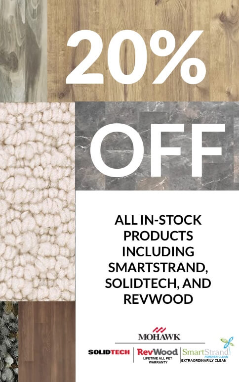 20% off all in-stock Mohwak products including SmartStrand, SolidTech, and Revwood